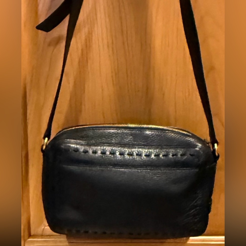 Cole Haan Black Pebbled Leather Crossbody Camera Bag
